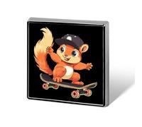 Skater Squirrel Funny Lapel Pins Square Brooch Tie Suit Dress Accessories for Men Women Wedding Birthday