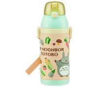 Skater SSPV4 Stainless Steel Children's Water Bottle, 12.8 fl oz (380 ml), Drinking Straw, 3D, My Neighbor Totoro, Diluted Color, Ghibli