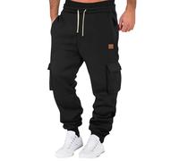 Skater Trousers Men's Winter Fleece Men's Casual Cargo Multi Pocket Sports Casual Pants Carpenter's Trousers Men, black, 3XL