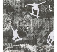 Skater Wallpaper Paste The Wall Vinyl Teenager Erismann Grey White Skateboard