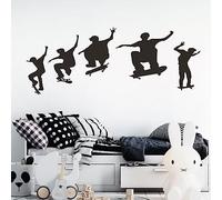 Skaters Skateboard Silhouettes - Boys Bedroom Wall Art Vinyl Sticker [Large] [Black]