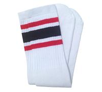 Skatersocks 19 Inch mid calf white tube socks with red-black stripes striped unisex socks
