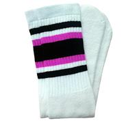 Skatersocks Women’s 19 inch Tube Socks White Black Pink Striped Old-school Socks
