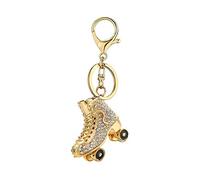 Skates Rhinestone Keychain,Shoe Gold Sparkling Charm Keychain Pendant (Gold)
