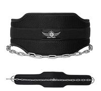 Skates Sports Dip Belt with 36 inches Heavy Duty Adjustable Steel Chain Weight Lifting Gym Training 6 inch Padded Back Support Dipping Belt for Chin Up Pull Up Squats Powerlifting Bodybuilding Workout