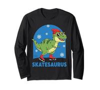 Skatesaurus Ice Skating Dinosaur Kids Funny Winter Sports Long Sleeve T-Shirt