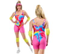 Skating Barbie Costume Adults Official 80s 90s Roller Skater Fancy Dress Outfit