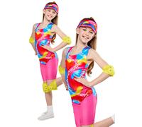 Skating Barbie Costume Girls 80s 90s Official Barbie Doll Fancy Dress Outfit Kid