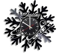 Skating Club Sport Trick Ice Figure Skaters Vinyl Wall Clock, Vinyl Record Handmade Art Decor for Home Room Kitchen, Vintage Original Gift for Any Occasion, Party Supplies Decoration