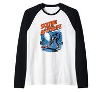 Skating into The Afterlife Funny Hockey Zombies Halloween Raglan Baseball Tee