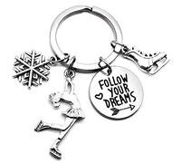 Skating Keychain Ice Skating Keyring Skating Coach Gift Snowflake Ice Skating Shoes Skate Charm Skater Key Chain Follow Your Dreams Key Ring