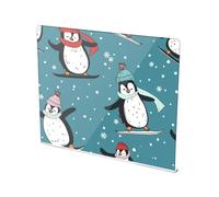 Skating Penguin Acrylic Cutting Board with Counter Lip Non-Slip Cutting Plate for Kitchen Countertop