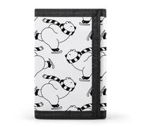 Skating Polar Bear Wallet for Men Trifold Wallets Credit Card Holder Minimalist Front Pocket for Women