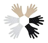 Skating Spirit Figure Skating Competition Thermal Gloves (1 Pair) Sparkle Rhinestone Decoration, for Performance Test Show Dance (Beige, Small)