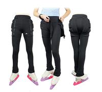 Skating Spirit Zip-on Zip-Off Padded Shorts Protective Crash Pants Tailbone Hip Butt Pad for Skating Skateboarding Skiing, Black, XL