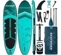 Skatinger Inflatable Stand Up Paddle Boards, 11'x34''x6'' SUP Paddleboard Inflatable, Yoga Stand Up Paddle Board w/1600D Backpack, 6 Extra D-Rings, Shoulder Strap, US Central Fin, 2-Action Pump
