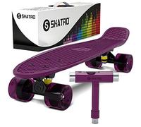 Skatro - Mini Cruiser Skateboard. 22x6inch Retro Style Plastic board Comes Complete