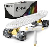Skatro - Mini Cruiser Skateboard. 22x6inch Retro Style Plastic board Comes Complete