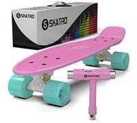 Skatro Mini Cruiser Skateboard. 22x6inch Retro Style Plastic Board Comes Complete