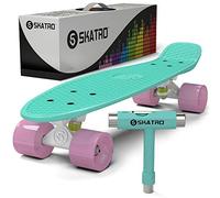 Skatro - Mini Cruiser Skateboard. 22x6inch Retro Style Plastic board Comes Complete. Model: Mint Bliss