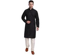 SKAVIJ Art Silk Kurta Pajama Set Diwali Dress for Men (M, Black), (M-KP_080_black_M)