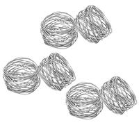 SKAVIJ Handmade Twisted Wire Mesh Napkin Rings Holders Decor Dinner Party Wedding Thanksgiving Christmas Gathering (Silver 6pcs)