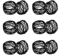 SKAVIJ Handmade Twisted Wire Mesh Napkin Rings Holders Decor Dinner Party Wedding Thanksgiving Christmas Gathering (Black 12pcs)
