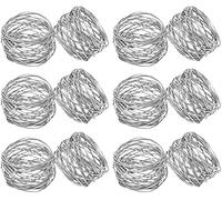 SKAVIJ Handmade Twisted Wire Mesh Napkin Rings Holders Decor Dinner Party Wedding Thanksgiving Christmas Gathering (Silver 12pcs)