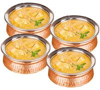 SKAVIJ Heat Insulated Copper Serving Cereal Bowls for Rice, Gravy, Noodles (0.4 Litre, Pack of 4)
