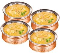 SKAVIJ Heat Insulated Copper Serving Cereal Bowls for Rice, Noodles (Pack of 4, 0.7 Litre)