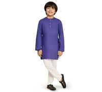 SKAVIJ Kids Cotton 2-Piece Kurta Pajama Set for Boys Royal Blue 8-9 Years