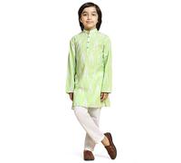 SKAVIJ Kids Printed Cotton Traditional Ethnic Wear Kurta Pajama Set for Boys Lime Green 4-5 Years