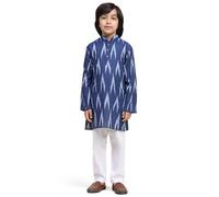 SKAVIJ Kids Printed Cotton Traditional Ethnic Wear Kurta Pajama Set for Boys Navy 12-14 Years