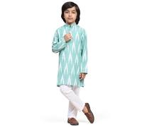 SKAVIJ Kids Printed Cotton Traditional Ethnic Wear Kurta Pajama Set for Boys Sea Green 2-3 Years