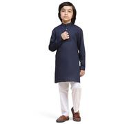 SKAVIJ Kids Soft Cotton Kurta Pajama Set for Boys Blue 8-9 Years