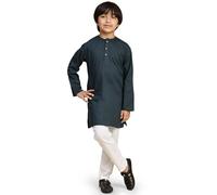 SKAVIJ Kids Soft Cotton Kurta Pajama Set for Boys Brown |Traditional Ethnic Wear for Diwali, Puja, and Festival Celebration Green 2-3 Years