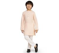 SKAVIJ Kids Soft Cotton Kurta Pajama Set for Boys Brown |Traditional Ethnic Wear for Diwali, Puja, and Festival Celebration Pink 6-7 Years