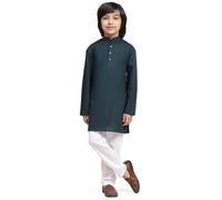 SKAVIJ Kids Soft Cotton Kurta Pajama Set for Boys Green 2-3 Years