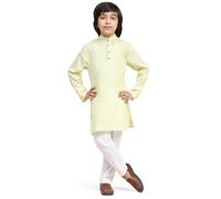 SKAVIJ Kids Soft Cotton Kurta Pajama Set for Boys Lemon 6-7 Years