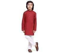 SKAVIJ Kids Soft Cotton Kurta Pajama Set for Boys Red 2-3 Years