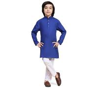 SKAVIJ Kids Soft Cotton Kurta Pajama Set for Boys Royal Blue 2-3 Years