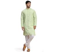 SKAVIJ Men’s Cotton Kurta Pajama Set | Traditional Ethnic Wear for Men | Comfortable Long Sleeve Kurta with Pajama | Perfect Outfit for Diwali, Wedding & Festival Celebrations Green