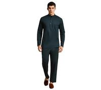 SKAVIJ Men's 2 Pieces Cotton Set Henley Shirt Long Sleeve and Casual Beach Pants Summer Yoga Outfits Green_L