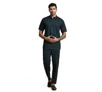 SKAVIJ Men's 2 Pieces Cotton Set Short Sleeve Henley Shirts Casual Beach Pants With Pockets Summer Yoga Outfits Green_XL