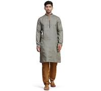 SKAVIJ Men's Brocade Silk Embroidered Kurta Pajama Set Thread Work Festive Party Ethnic Dress (KP057black_Black_XL)