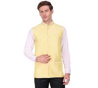 SKAVIJ Men's Casual Nehru Jacket Business Vests Lightweight Waistcoat Slim Fit Suit Vest (Beige, M)