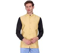 SKAVIJ Men's Casual Nehru Jacket Business Vests Lightweight Waistcoat Slim Fit Suit Vest (Cream, M)