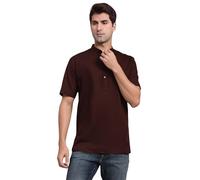 SKAVIJ Men's Cotton Tunic Casual Short Kurta Regular Fit Brown_M