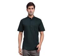 SKAVIJ Men's Cotton Tunic Casual Short Kurta Regular Fit Green_M