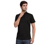 SKAVIJ Men's Cotton Tunic Casual Short Kurta Regular Fit (Large, Black)
